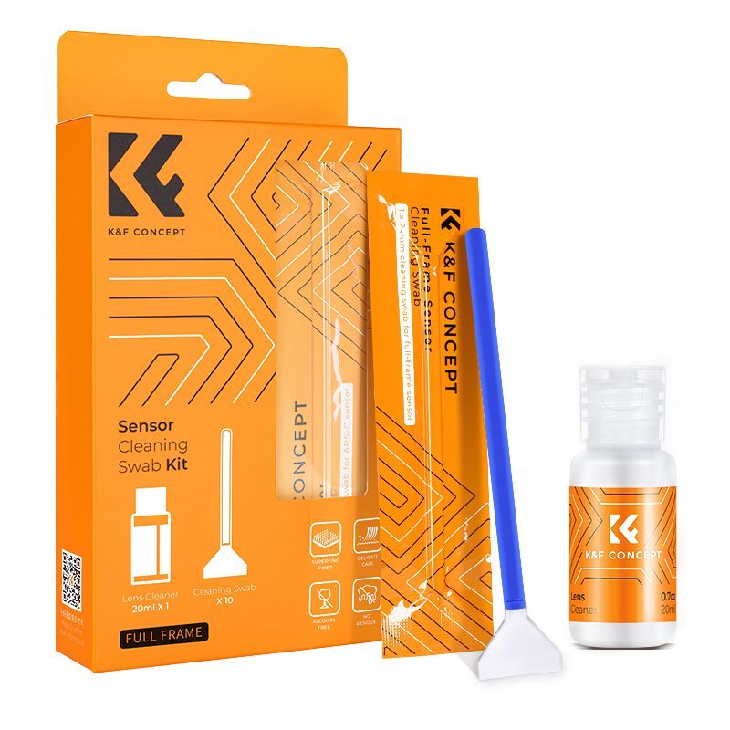 کیت تمیز کننده سنسور K&F Concept 10pcs Kit Full Frame Sensor Cleaning Swabs SKU.SKU 1617 به همراه مایع